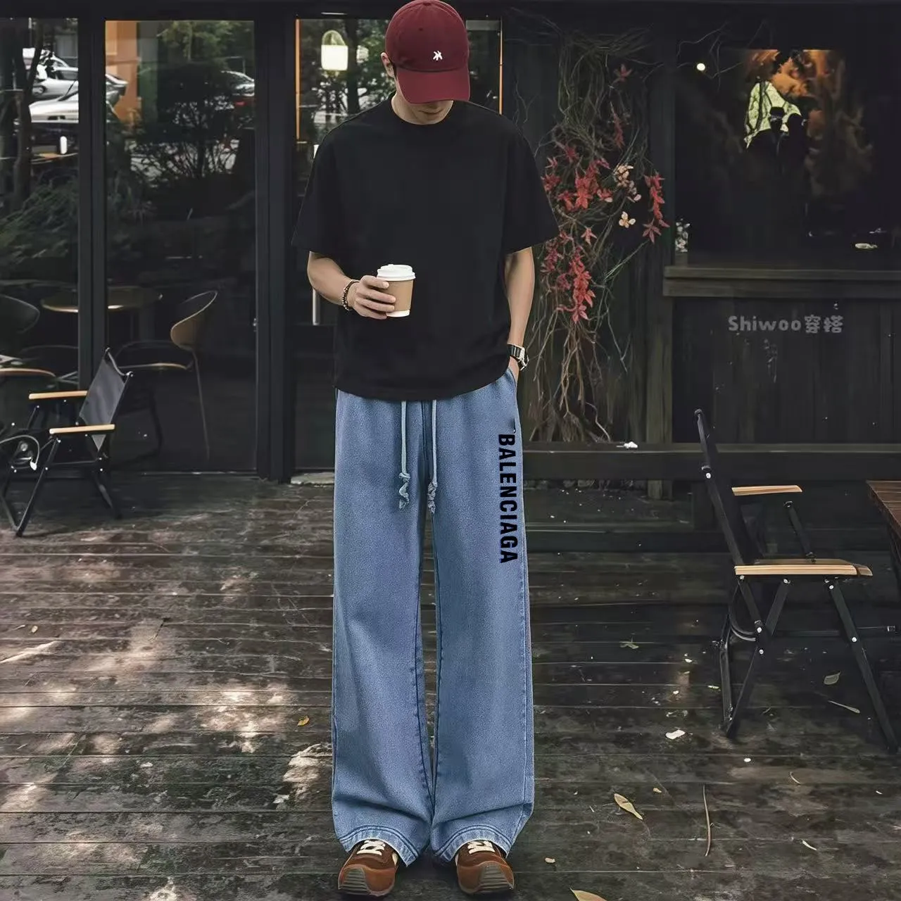 "𝙉𝙚𝙬⚜️Balenciaga" 2026 Autumn and Winter New Arrival sweatpants 360g 100% cotton distressed fried snowflakes, suede laminated print, wide-leg trousers Color: Black Blue green coffee, Sizes: S M L XL XXL Buy now👉 Buy now👉 Buy now👉